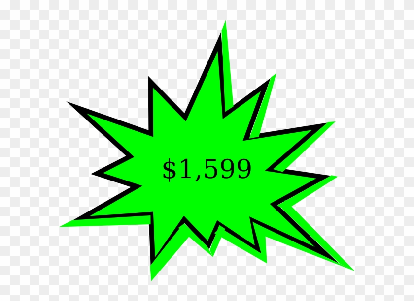 Bright green starburst graphic displaying "$1,599" in bold black text on transparent background.