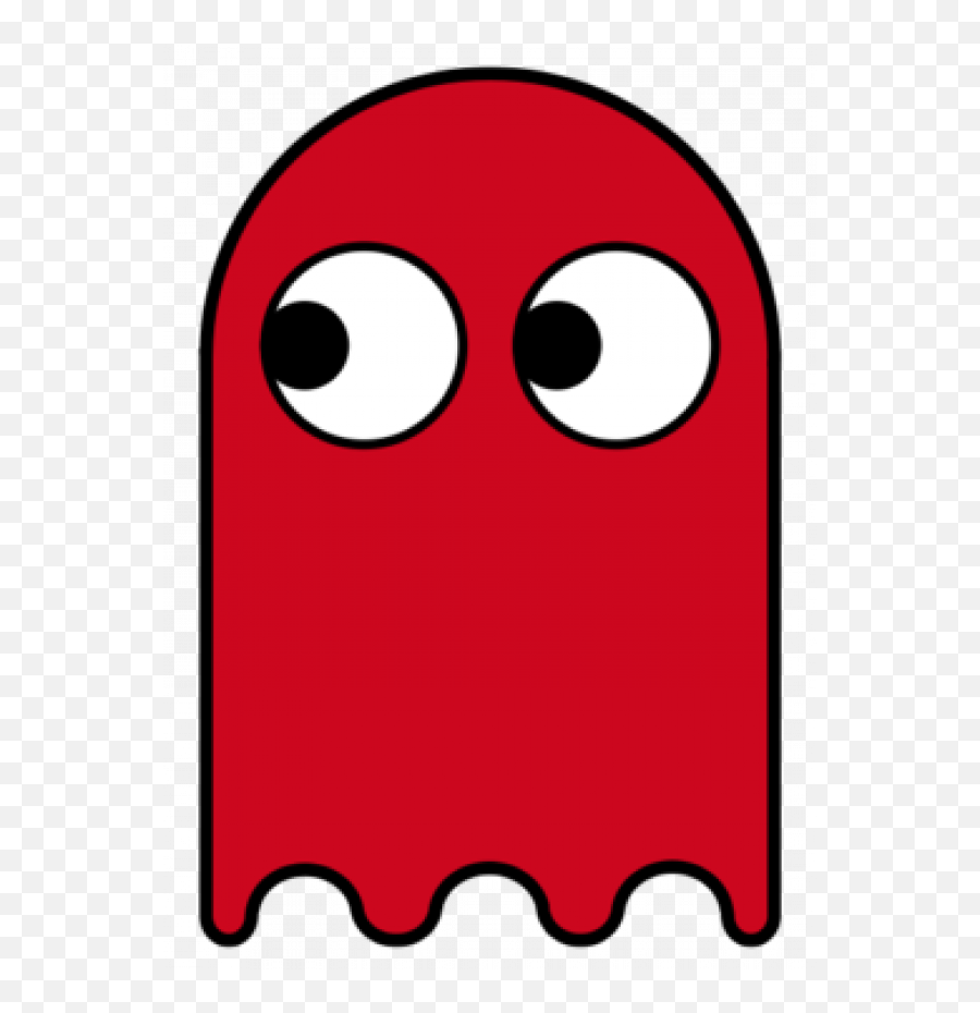 Red Pac-Man ghost character with large white eyes and black pupils, classic arcade game design.