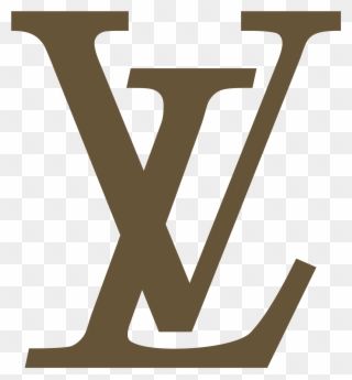 Louis Vuitton monogram logo in brown on transparent background