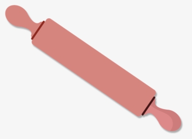 A pink wooden rolling pin with rounded handles, isolated on a light background.