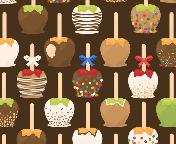 Decorated Candy Apples Pattern - Festive Treats for Fall & Halloween