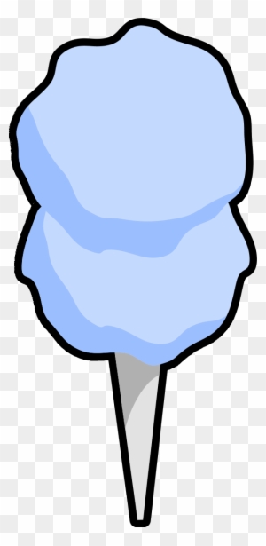 Light blue cotton candy on a stick, cartoon-style illustration with black outline and transparent background.