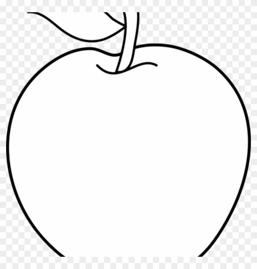 Simple black-and-white line drawing of an apple with stem and leaf, ideal for coloring or educational use.