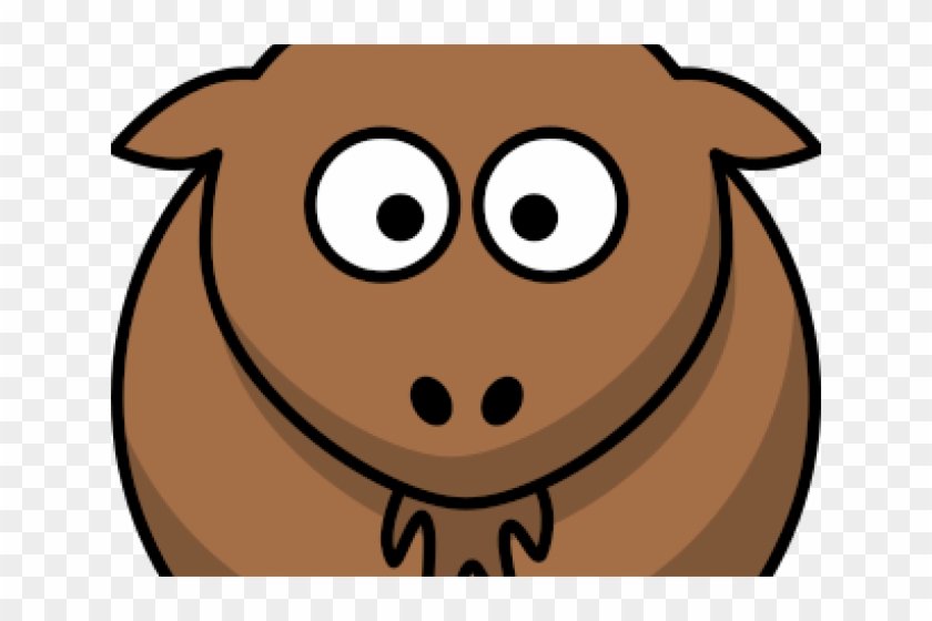 Cartoon brown sheep with big eyes and a friendly smile, isolated on transparent background.