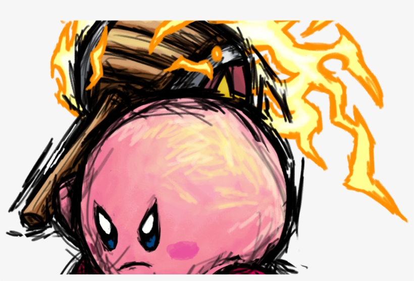 Fiery Kirby Art - Expressive Digital Sketch of the Iconic Character