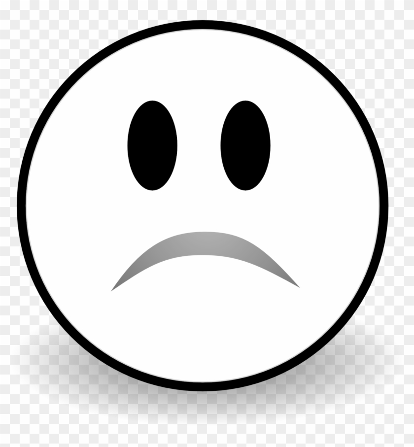 Simple black-and-white sad face emoji with downturned mouth and oval eyes.