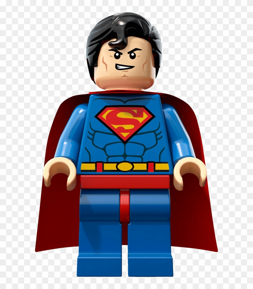 LEGO Superman minifigure with blue suit, red cape, and iconic S-shield logo, posed front-facing.