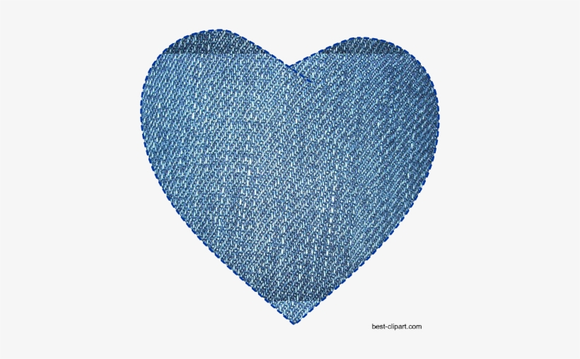 Blue denim-textured heart shape on white background, symbolizing love and casual style.