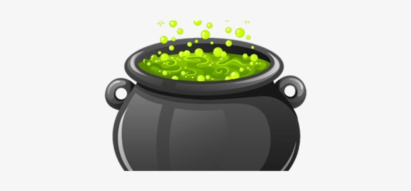 A black cauldron filled with bubbling green potion, evoking magic and Halloween themes.