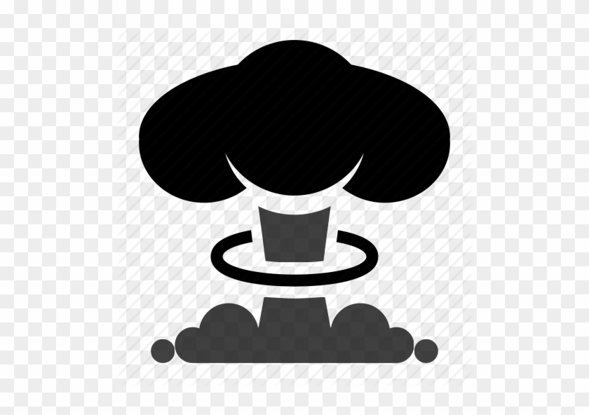 Stylized black-and-white mushroom cloud explosion icon with smoke base and shock ring.