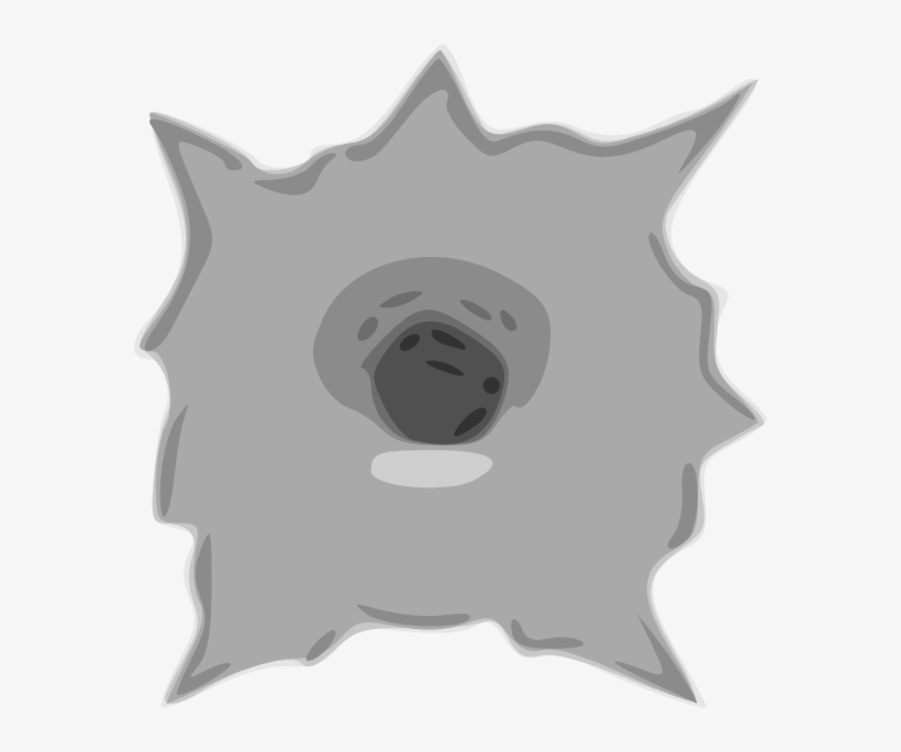 Gray stylized illustration of a spiky cell with a dark central nucleus, resembling a macrophage or amoeba.
