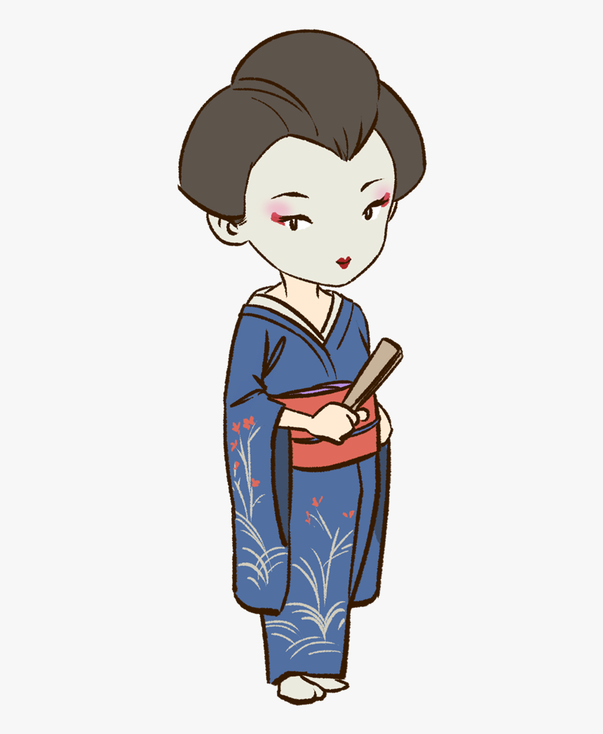 Cute Geisha Illustration - Traditional Japanese Culture Art