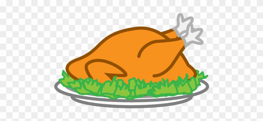 Roasted whole chicken on a platter with green garnish and decorative paper frill.