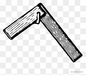 Black-and-white line drawing of a wooden T-square drafting tool with visible grain texture and angled joint.
