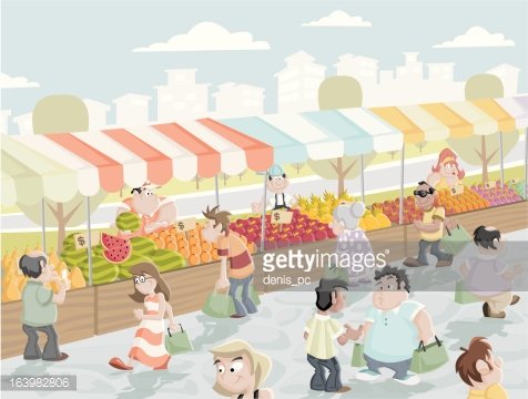 Vibrant Farmers Market Scene - Fresh Produce & Community Shopping