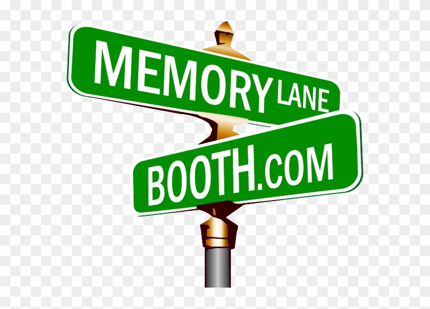 Green street signs reading "MEMORY LANE" and "BOOTH.COM" on a pole against transparent background.