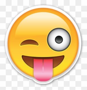 Yellow winking emoji with one eye open, tongue sticking out, and a playful expression.