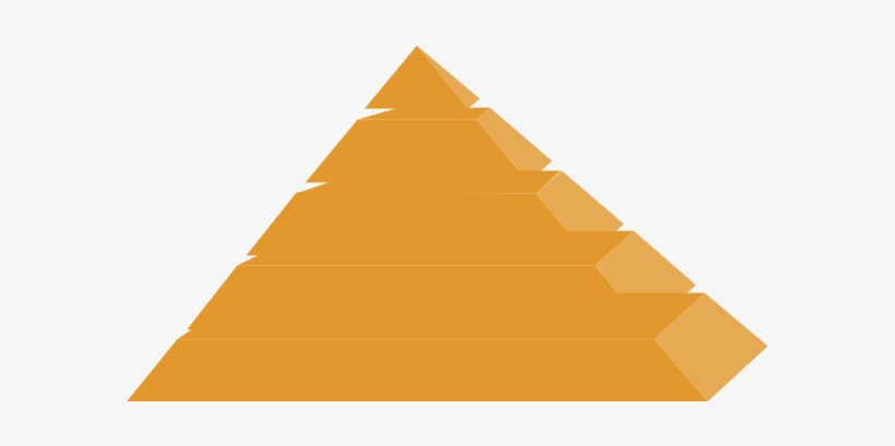 Orange 3D pyramid diagram with six layered tiers, symbolizing hierarchy or progression.