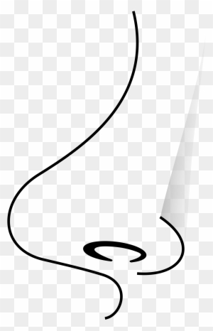 Simple black line drawing of a human nose on transparent background