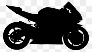 Silhouette of a sport motorcycle in side profile, showcasing aerodynamic design and aggressive stance.