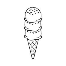 Classic Three-Scoop Ice Cream Cone Illustration | Free Clipart