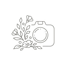 Floral Camera Illustration - Creative Photography Icon