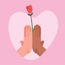 Love, Unity, and Inclusivity - Symbolic Heart and Rose Illustration