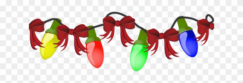 Festive Christmas String Lights with Red Bows - Holiday Decoration Clipart