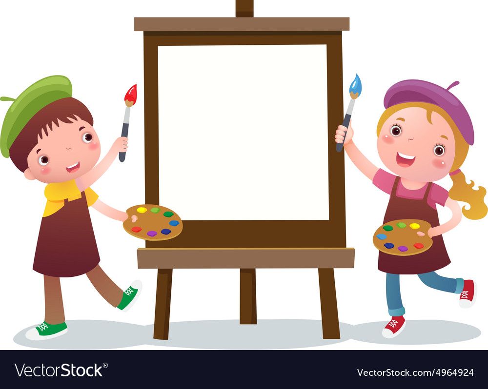 Painter s Canvas Easel Brushes. An illustration featuring a simple