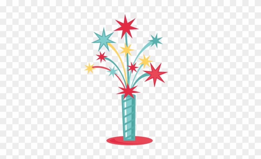 Festive Fireworks Vase Illustration - Free Clipart for Celebrations
