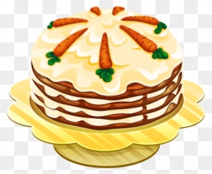 Carrot cake with cream cheese frosting, layered slices, and decorative carrot toppings on a yellow plate.