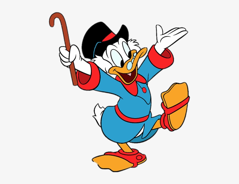 Scrooge McDuck Cartoon Character - Iconic Disney Duck with Cane and Top Hat