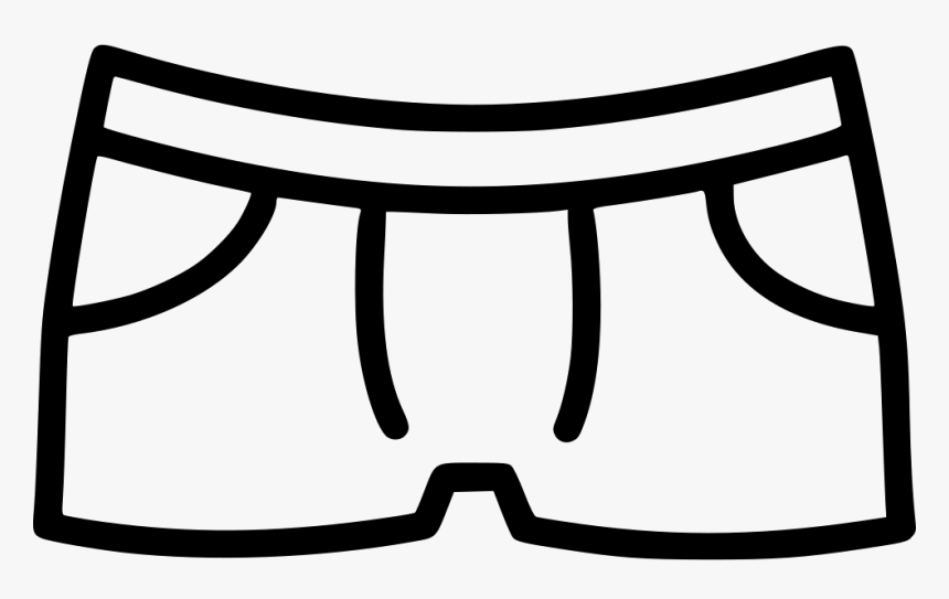 Simple black-and-white line drawing of men's boxer briefs with waistband and leg openings.