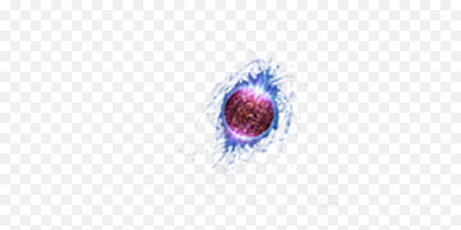 Glowing purple energy sphere with electric blue aura and fractal particle effects on transparent background.