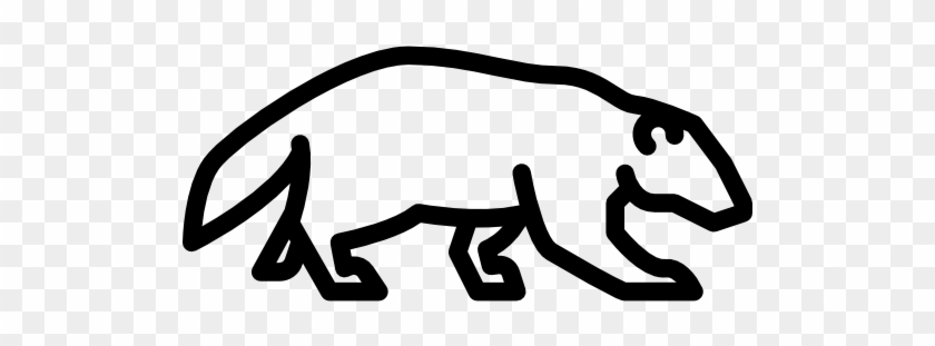 Simple black line drawing of a walking bear-like animal on transparent background.