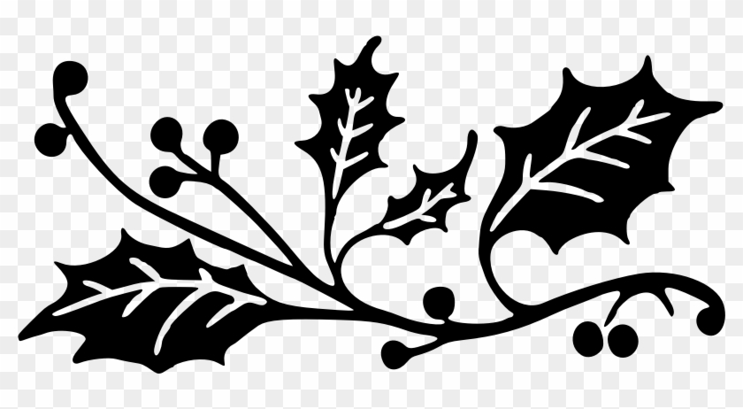 Holly Branch Silhouette Clipart - Free PNG Download for Holiday Designs