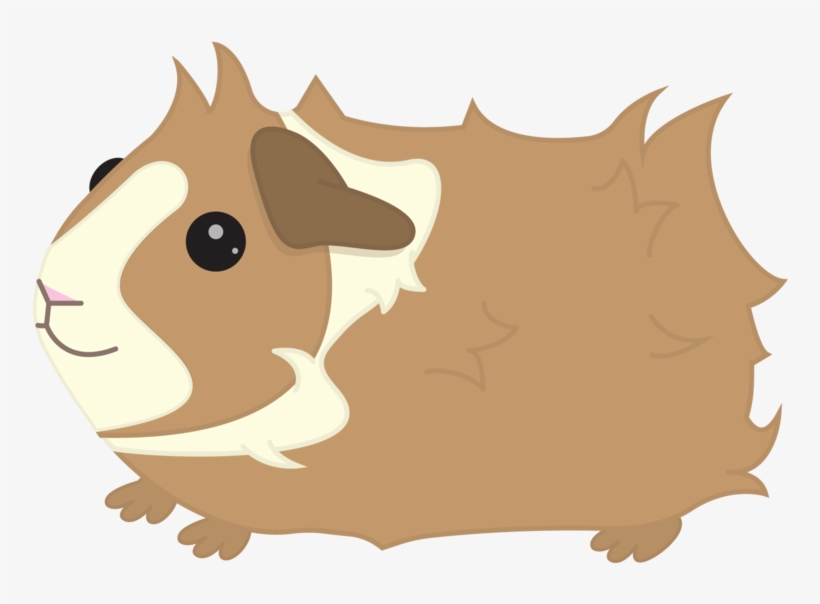 Cute cartoon guinea pig with brown and cream fur, large eyes, and a smiling face.