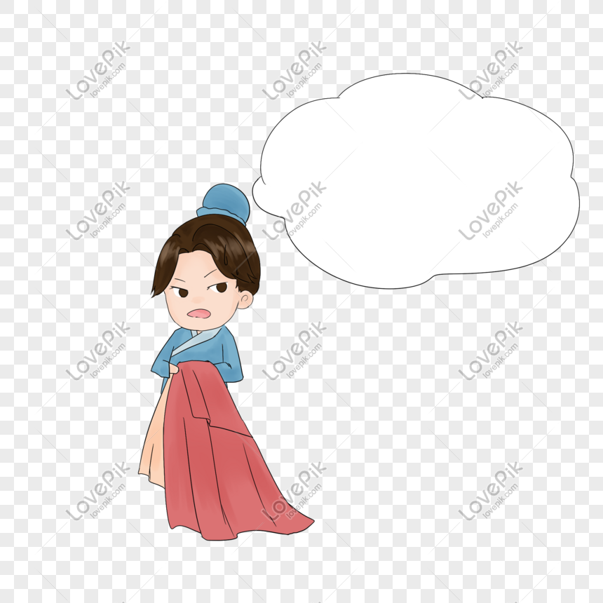 Chibi-style ancient Chinese scholar with angry expression, holding robe, speech bubble empty for customization.