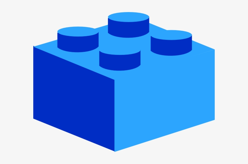 Blue LEGO-style brick with four studs, isometric view on white background.