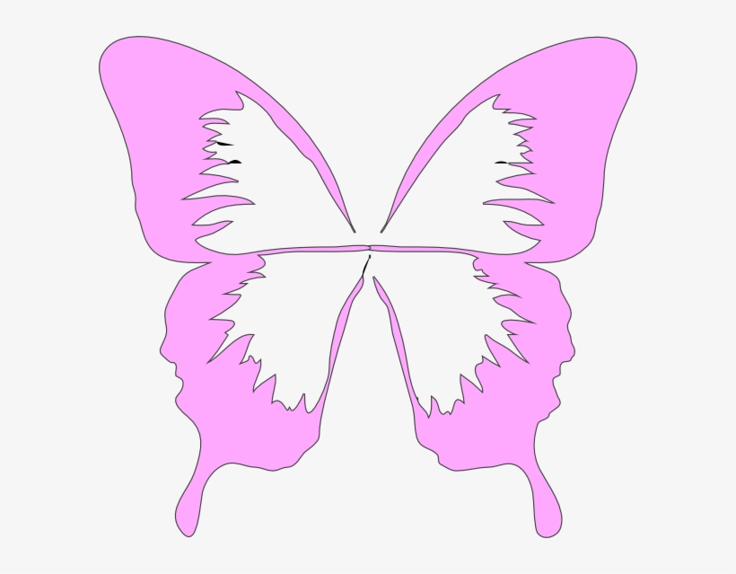 Pink butterfly with human face silhouettes in its wings, symmetrical artistic design.