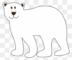 Simple line drawing of a smiling white polar bear standing upright on transparent background.
