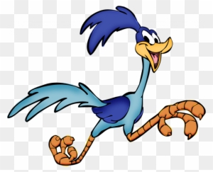Road Runner, the blue and orange cartoon bird from Looney Tunes, sprinting with a joyful expression.