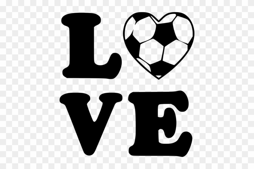 Black "LOVE" text with heart-shaped soccer ball replacing the "O", on transparent background.