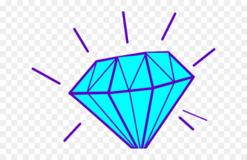 A stylized cyan diamond with purple outlines and radiating light lines on a transparent background.