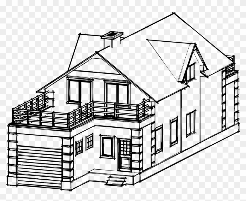 Modern Two-Story House Blueprint - Architectural Sketch Design