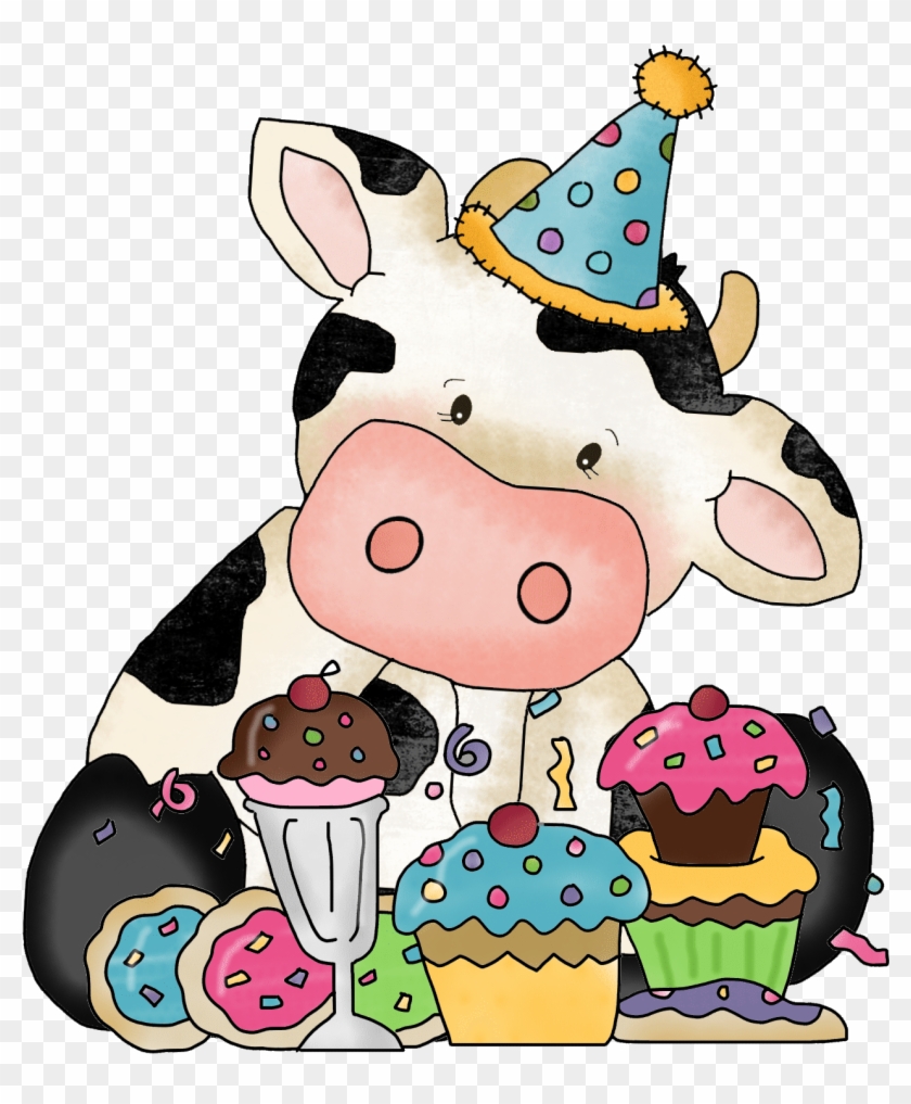 Fun Birthday Cow Illustration - Free Clipart for Celebrations