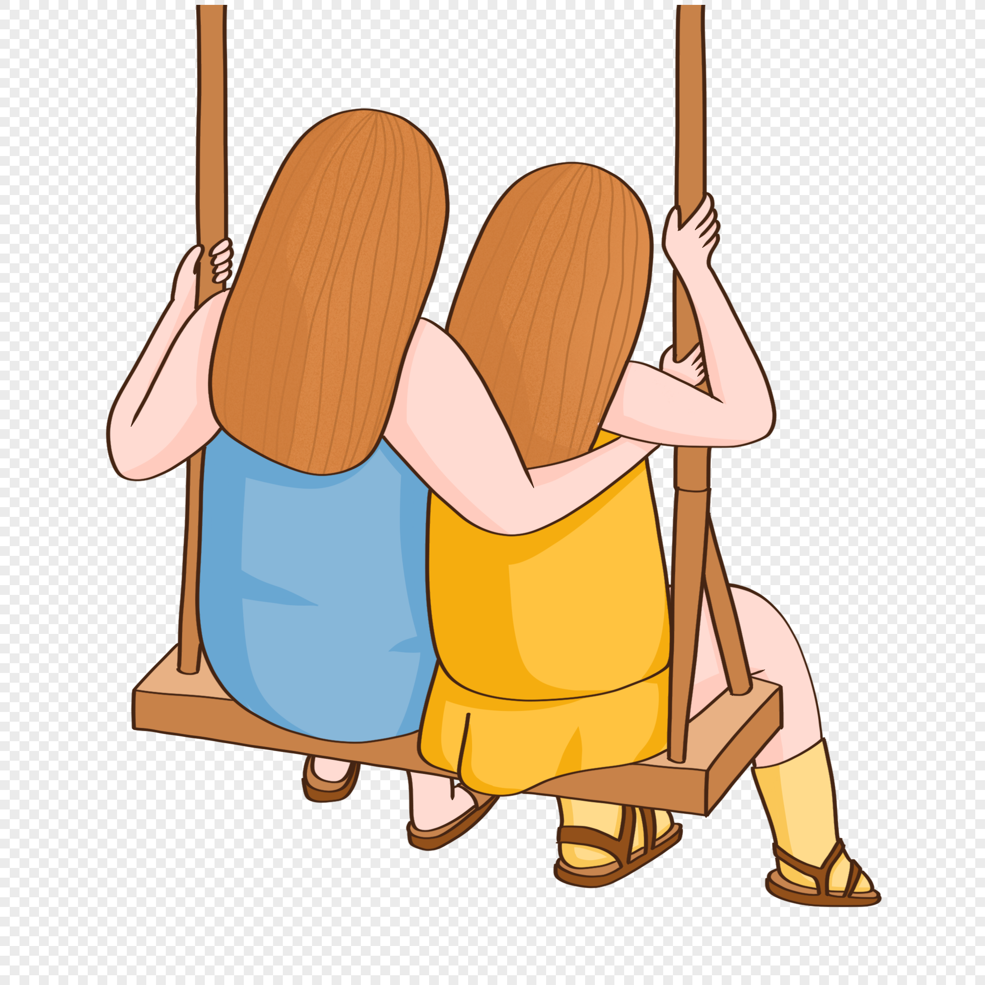 Friendship Swing Illustration - Celebrating Close Bonds and Shared Moments