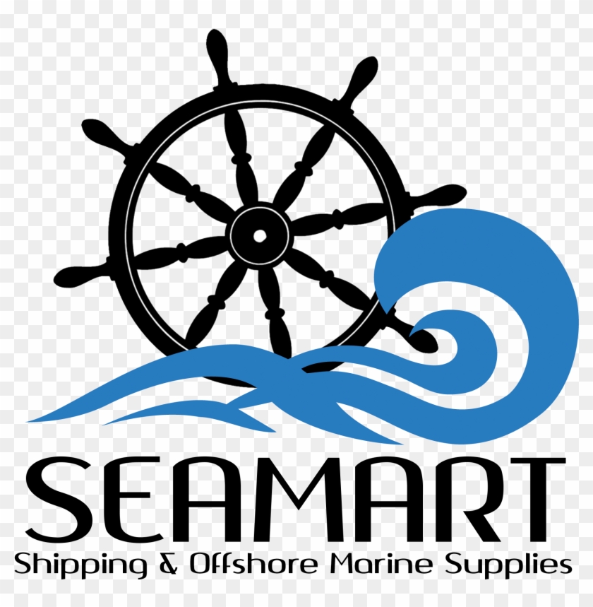 SEAMART logo featuring a black ship’s wheel and blue wave graphic with company name and tagline.