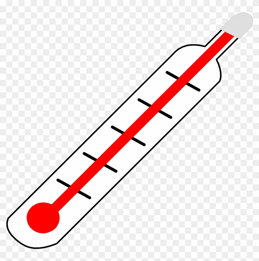 Illustration of a classic glass clinical thermometer with red mercury column and black calibration marks on a transparent background.