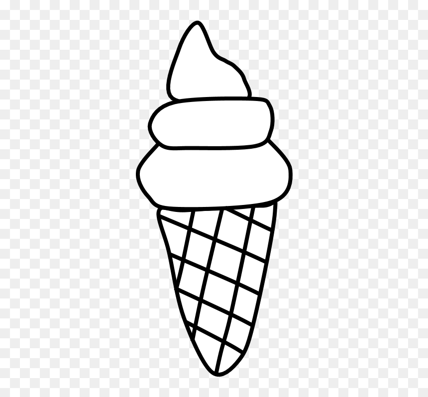 Ice Cream Cone Line Art - Free Clipart for Dessert Designs